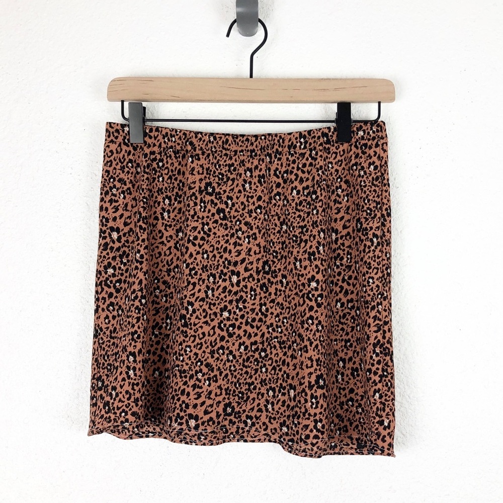 Sky & Sparrow Leopard Print Skirt Mini Slip Brown